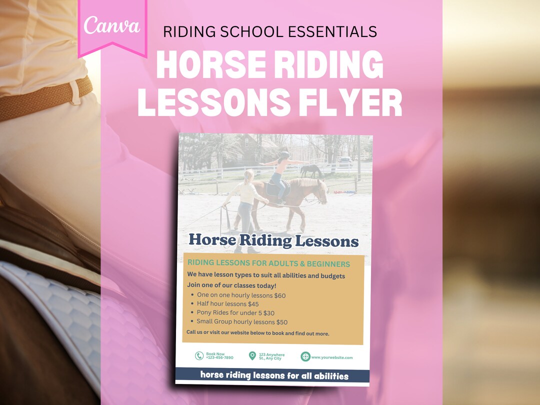Horse Riding Lessons Flyer: Instructor Template (PDF Digital Download ...