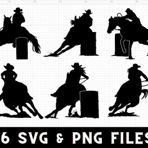 6 Barrel Racing SVG Bundle | Barrel Racer Cutting file for Cricut, Silhoutte Machines in png and svg files
