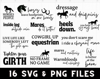 16 Horse Quotes SVG Bundle | Cutting file for Cricut, Silhoutte Machines in png and svg files