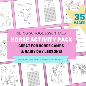 Horse Camp Activity Workbook: Coloring & Games (PDF Digital Download)