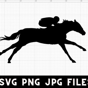 Racehorse Rider Clipart | Instant download of png, svg and jpg files | Thoroughbred Horse Silhouette for Cricut