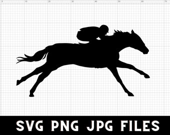Racehorse Rider Clipart | Instant download of png, svg and jpg files | Thoroughbred Horse Silhouette for Cricut