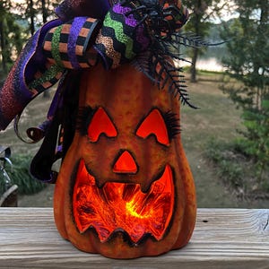 Halloween Pumpkin Lighted with Flames  Halloween Decor Halloween Lighted Pumpkin Pumpkin Decoration