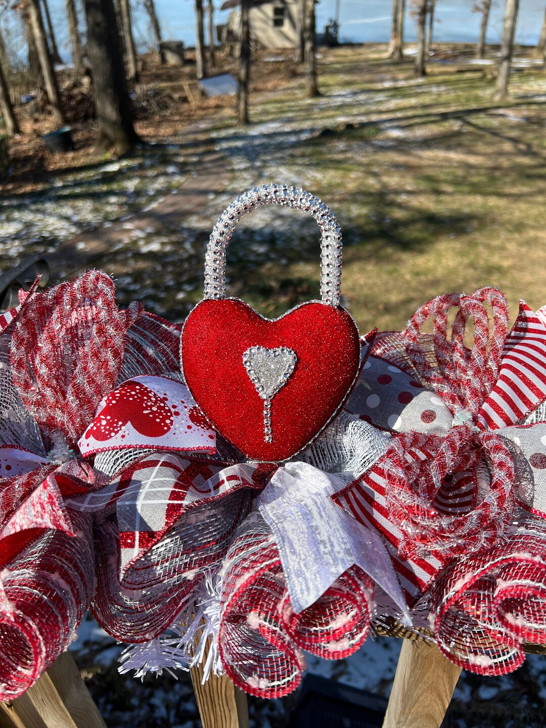 Valentine Garland Lights and Remote Heart Garland Deco Mesh Garland