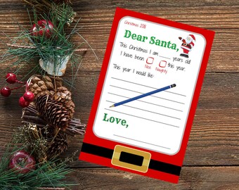 Santa Wish List -Brief aan de Kerstman-Santapakket-Noordpoolbrief-Kerstkous Stuffer-Wat ik wil voor Chritmas-Elf