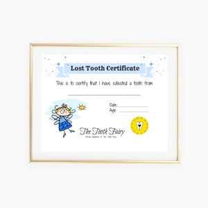 Certificat de fée des dents de garçon, cadeaux de fée des dents, carte d'étape de bébé, lettre de fée des dents, lettre de souvenir, cadeau bleu de garçon, visite dentaire