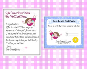 Girl Tooth Fairy Letter, Lost Tooth, Baby Milestone, Letter From Tooth Fairy, Keepsake, Certificate, Boy, Girl, Digital Download, Decor