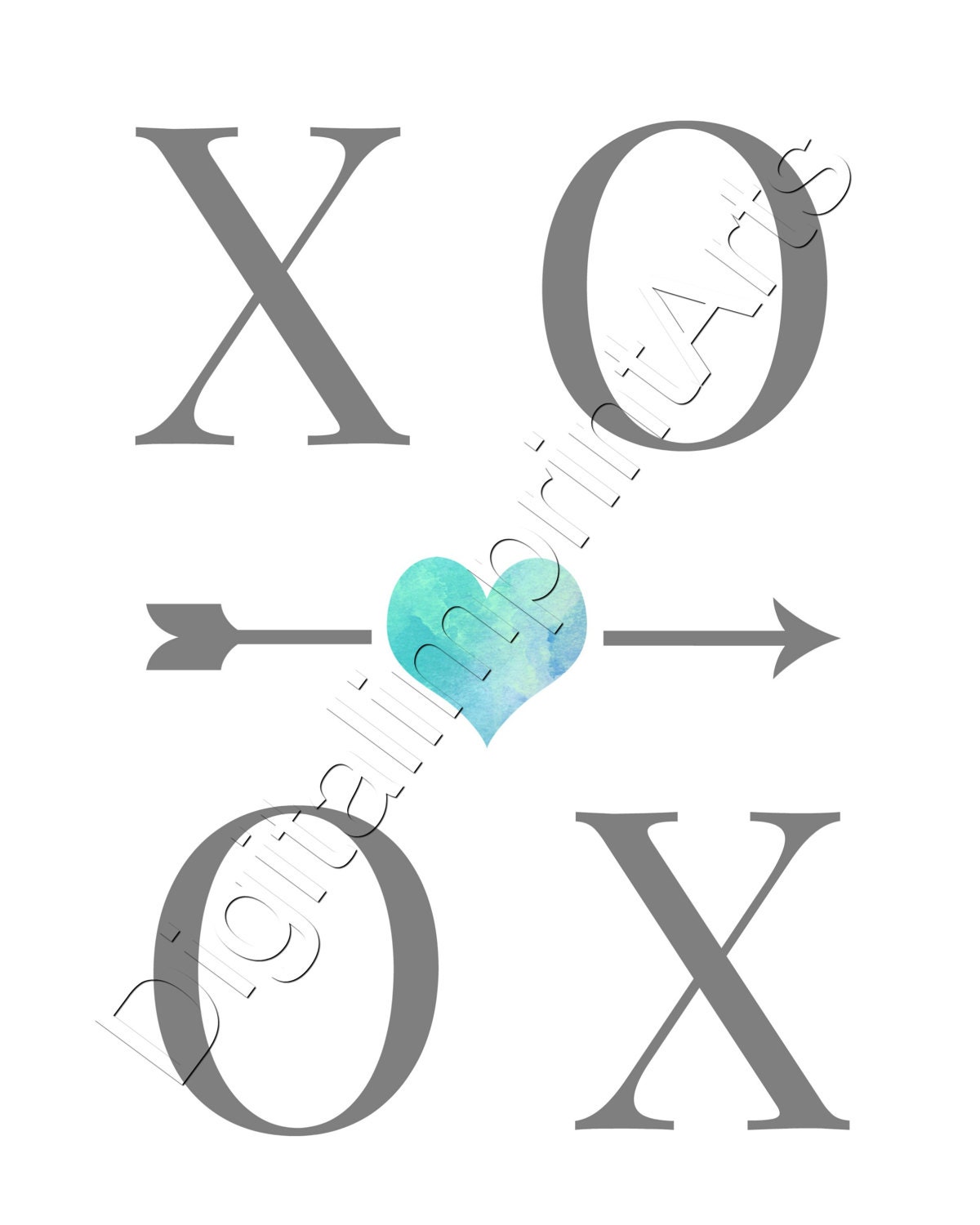 Xoxo Watercolor Wall Art Print Valentine's Gift Xoxo Etsy