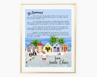 Santa Claus Nice lijst zomer, kerst brief, kind, Naughty of Nice, brief van Santa, certificaat, jongen, meisje, digitale downloaden