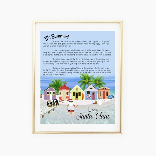Santa Claus Nice lijst zomer, kerst brief, kind, Naughty of Nice, brief van Santa, certificaat, jongen, meisje, digitale downloaden