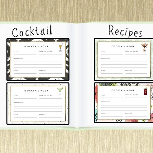 Cocktail Recipe Card, Printable Modern Recipe Card, Bar Drink Recipe Card, Fun Print Recipe, Printable Recipe Card, Digital Download