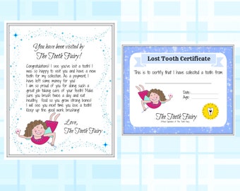 Tooth Fairy Letter, Lost Tooth, Child Baby Milestone, Letter From Tooth Fairy, Keepsake Letter, Certificate, Boy, Girl, Digital Download, De