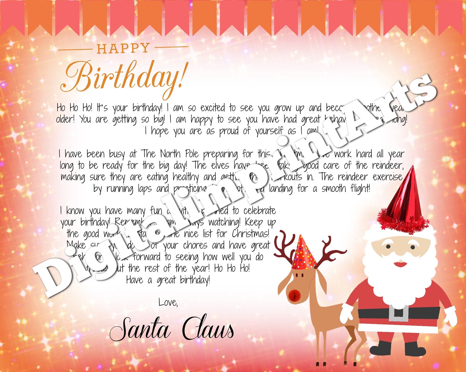 Happy Birthday From Santa, Santa Birthday Letter, Christmas Letter