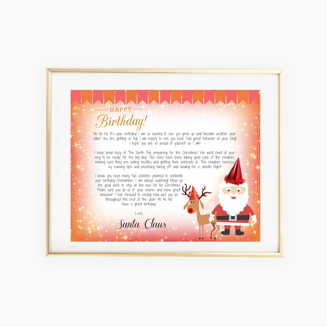 Happy Birthday From Santa, Santa Birthday Letter, Christmas Letter
