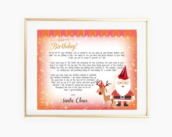 Gelukkige verjaardag van de Kerstman, Santa Verjaardagsbrief, Kerstbrief, Stout of Leuk, Aandenken, Certificaat, Jongen, Meisje, Digitale Download
