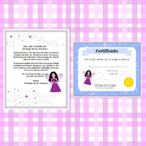 Spanish Tooth Fairy Letter, Diente, Baby Milestone, Español letra de hada de los dientes, Certificado, Niño, Niña, Descarga Digital