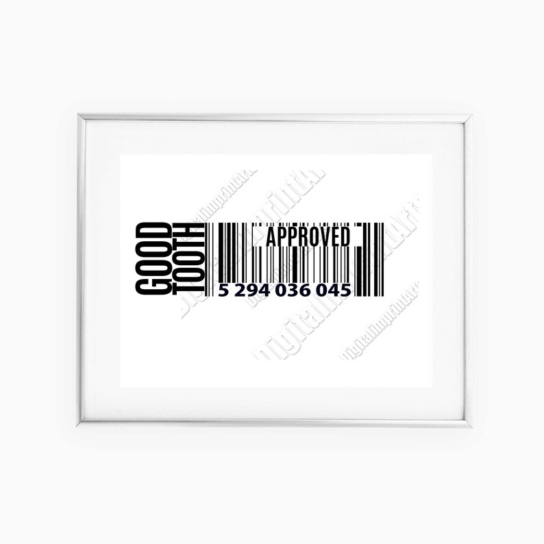 May include: Black and white graphic with the words "GOOD TOOTH" stacked vertically and a barcode with the text "APPROVED" and the number "5 294 036 045" below it.
