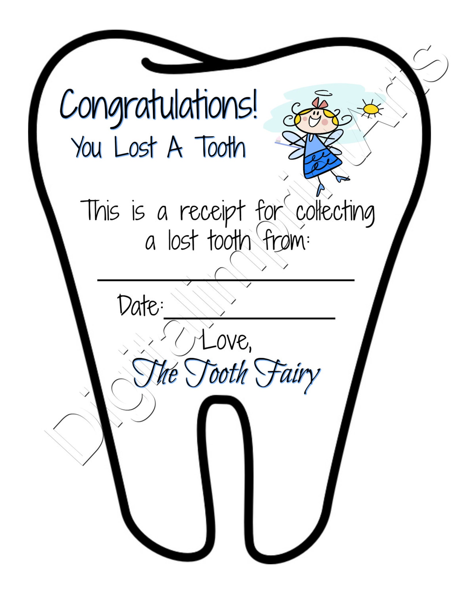 Free Tooth Fairy Printable Boy