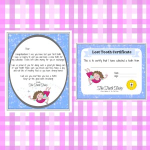 Première dent perdue, lettre de la fée des dents, bébé jalon, lettre de la fée des dents, cadeau souvenir, certificat, garçon, fille, décor enfant
