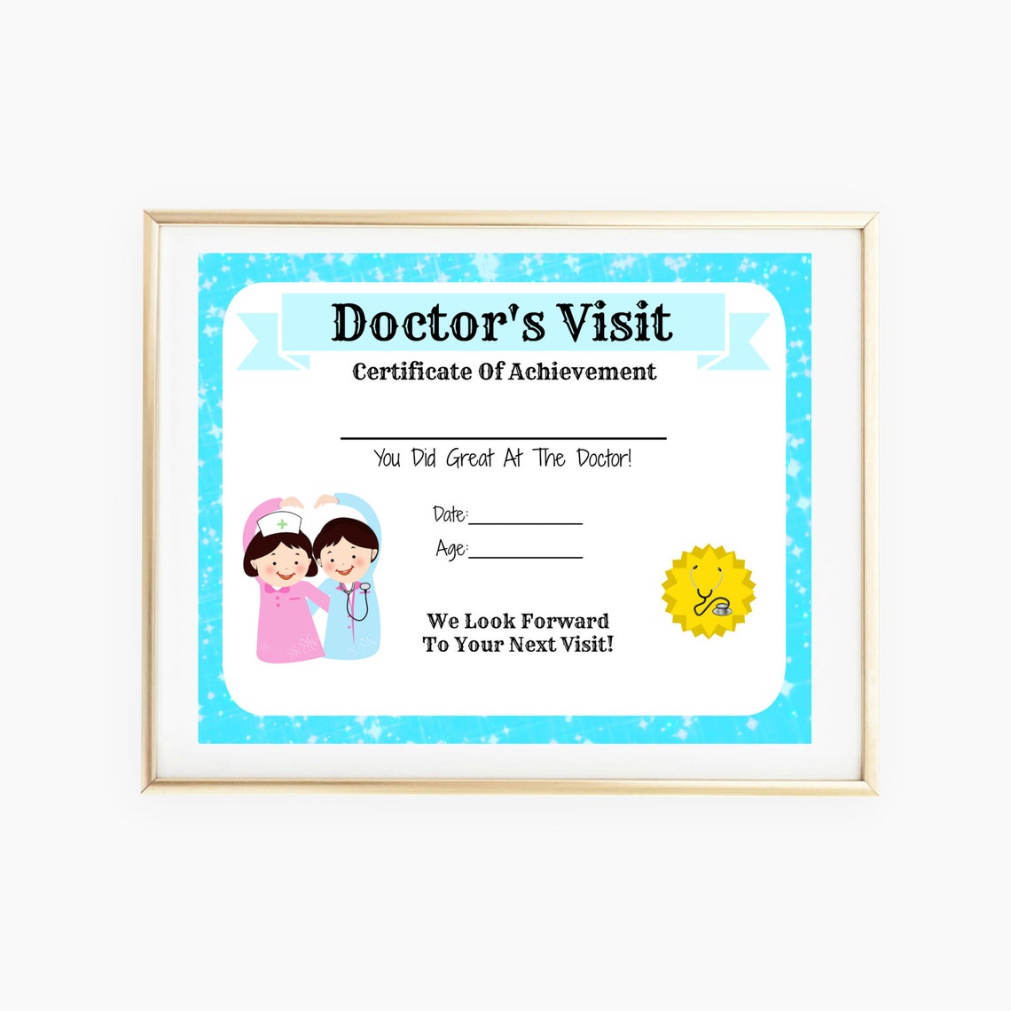 Doctor's Exam Certificate, Doctor's Exam, Doctor's Visit, Child Certificate, Pediatric, Wellness ...