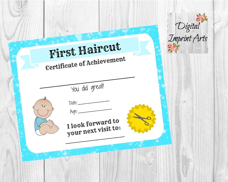 Boys First Haircut Certificate Baby First Haircut Photo Certificate