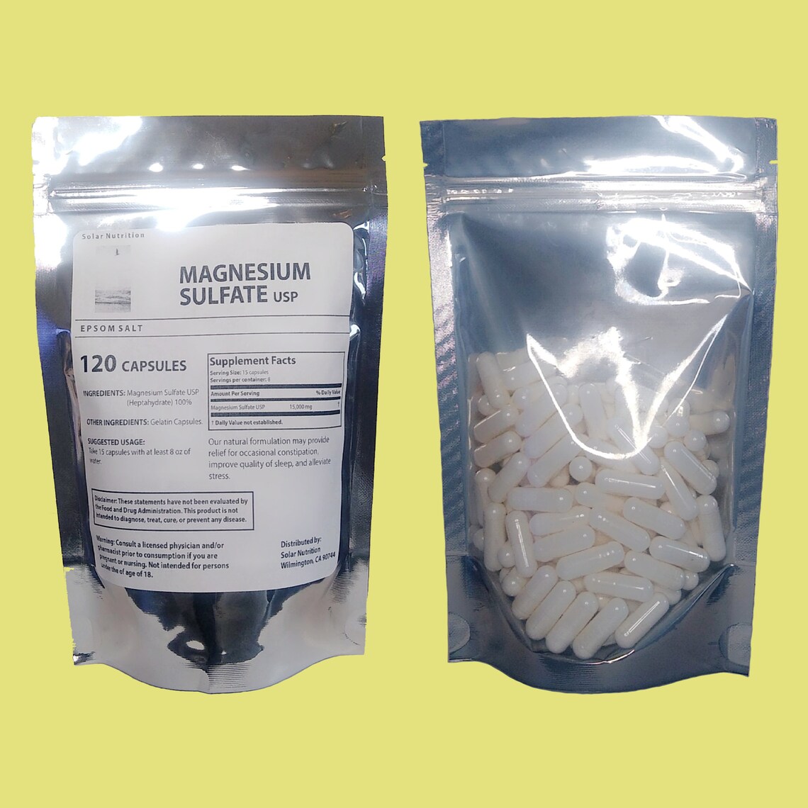 120 Epsom Salt Capsules Magnesium Sulfate Gallbladder Etsy