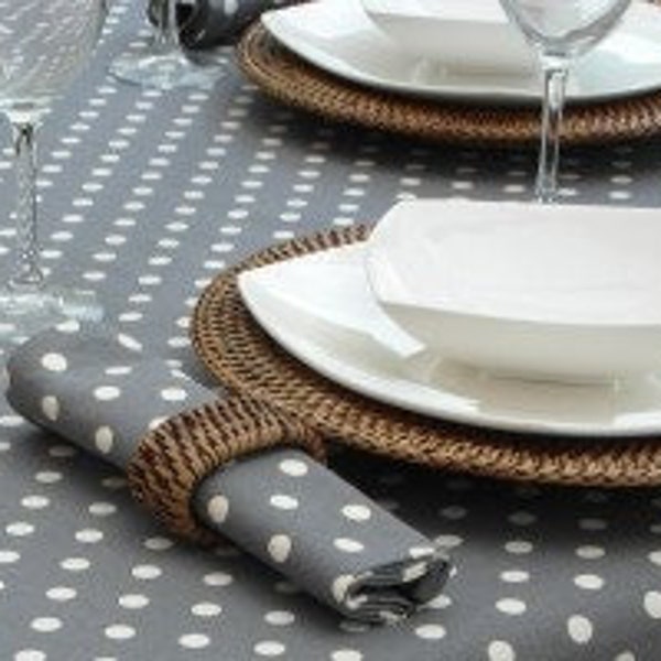 Vintage Collection Round Tablecloth - Grey Polka Dot