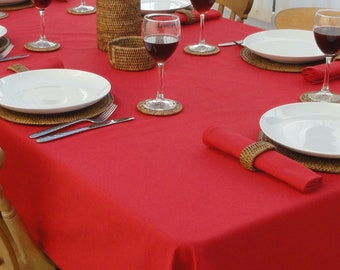 Cotton Collection Red Rectangle Tablecloth