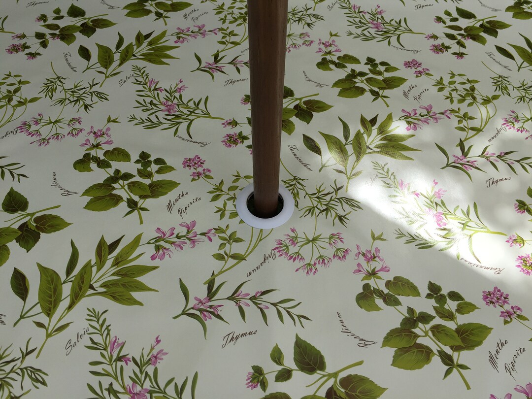 Oval Herb Garden Wipe Clean PVC Tablecloth With Parasol Hole Etsy UK