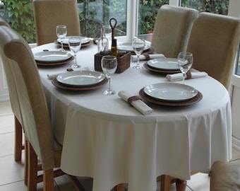 Cotton Collection Cream Oval Tablecloth