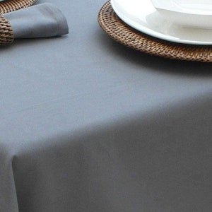 Cotton Collection Grey Oval Tablecloth