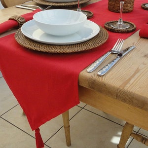 Cotton Collection Red Table Runner