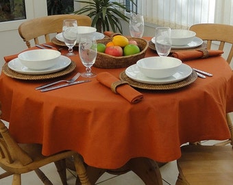 Cotton Collection Terracotta Round Tablecloth