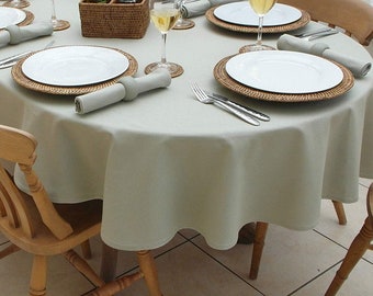 Cotton Collection Sage Oval Tablecloth