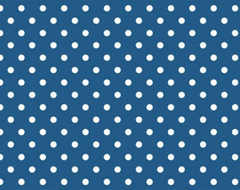 140cm Square PVC Wipe Clean Tablecloth - Blue Polka