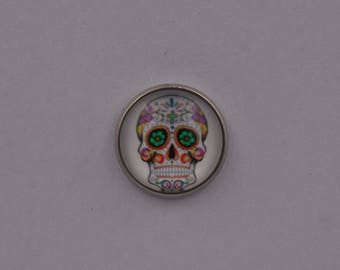 SUGAR SKULL LAPEL PIN BADGE DAY OF THE DEAD MEXICO HORROR ENGLISH PEWTER