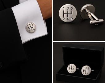 Cufflinks Gift Hub 20mm Gear Stick Metal Cufflinks Silver Mens Bullet Back