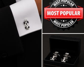 Cufflinks Gift Hub 24mm Motor Racing Car Cufflinks Mens Silver Bullet Back