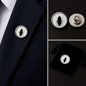 Manschettknappar Gift Hub 16 mm Kackerlacksnål Herr Svart Vit Fjärils Kuvertväska