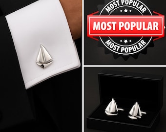Cufflinks Gift Hub 24mm Yacht Silver Cufflinks Mens Bullet Back