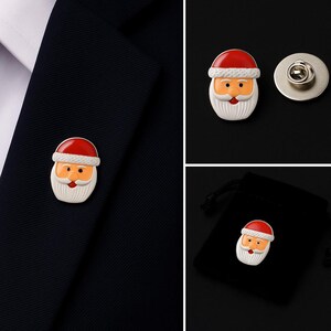 Manschettknappar Gift Hub 30 mm Jultomten Kavajnål Herr Röd Vit Fjärils Kuvertväska