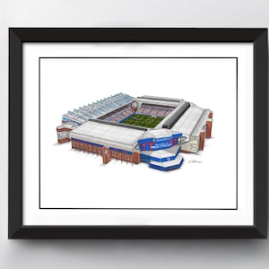 Ibrox Stadium Art Print | Rangers | Football Art | Hand drawn Illustration