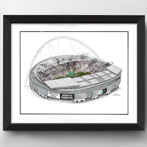 Newcastle Carabao Cup Winners Art Print | Carabao Cup Final Winners | Football Art | Football decor | Wembley drawing | Football fan