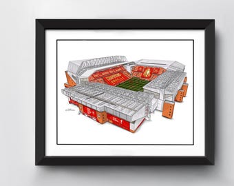 Konsttryck från Anfield Liverpool | A4-storlek | Champions Edition | Fotbollskonst | Fotbollsdekor | Fotbollsfan