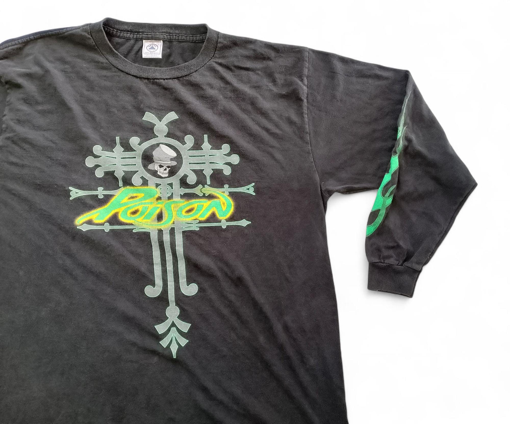 Vintage 90's Poison Long Sleeve Band T Shirt Size L (W 22.5 X L
