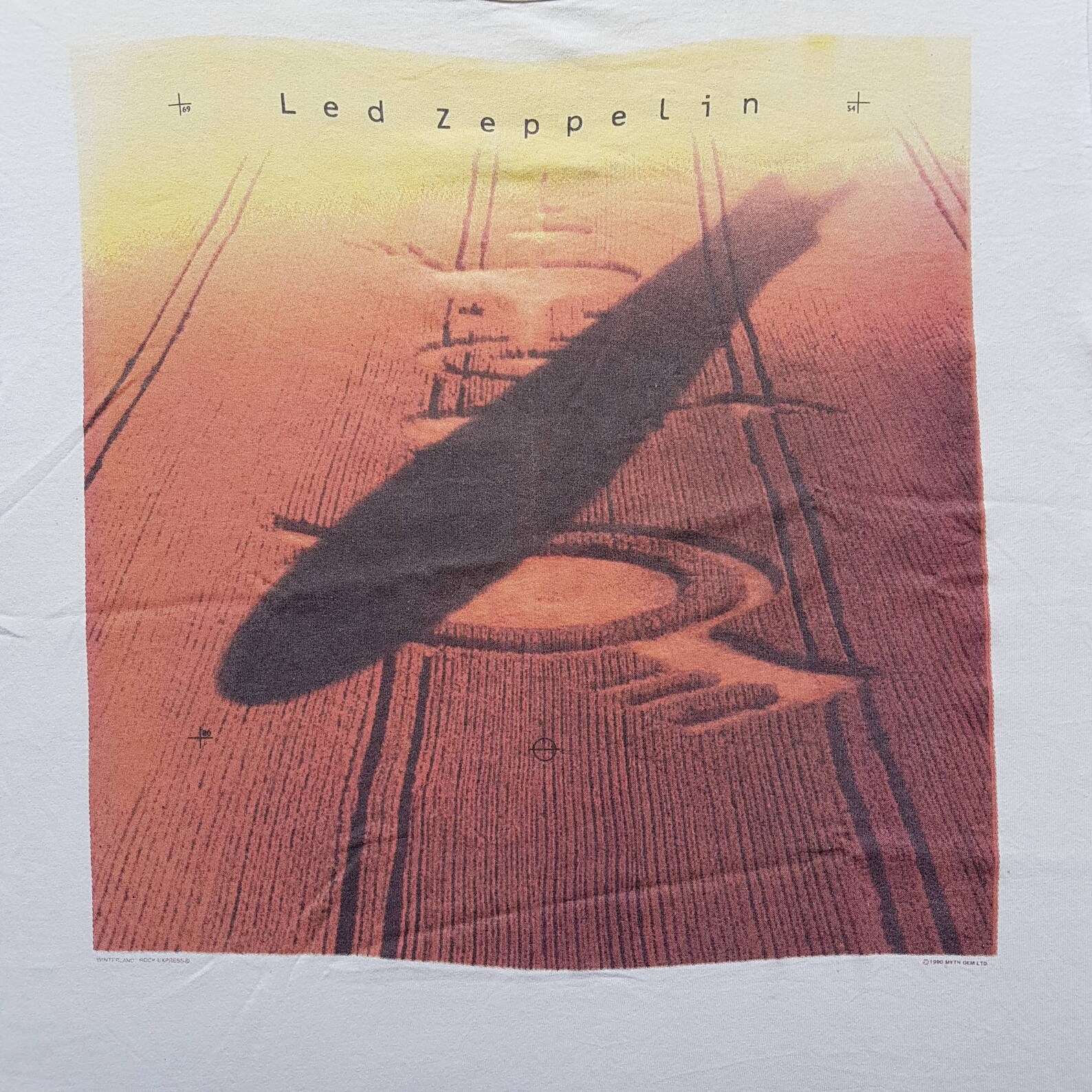 Vintage 1990 Led Zeppelin Crop Circle T Shirt size L W 21.5 x Etsy