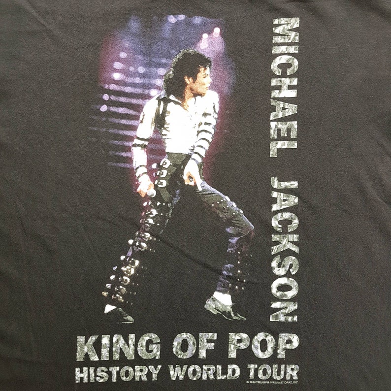 Vintage 1996 Michael Jackson King Of Pop History World Tour T Shirt size L Madonna Whitney Houston Tina Turner W 22 x L 27
