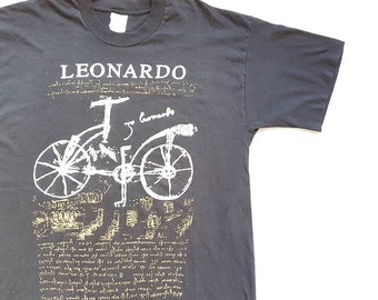 Vintage 90's Leonardo Da Vinci Bicycle T Shirt (W 21 x L 29.5)