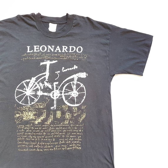 Vintage 90's Leonardo Da Vinci Bicycle T Shirt (W… - image 1