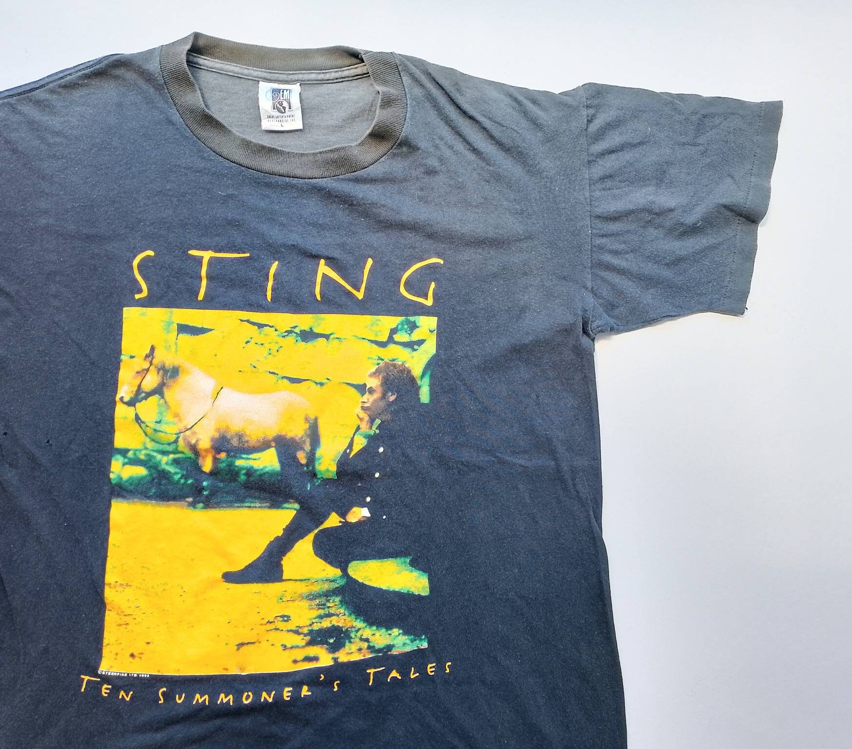 Vintage 1993 Sting Ten Summoner's Tale World Tour T Shirt size L (W 21 x L 26.5)